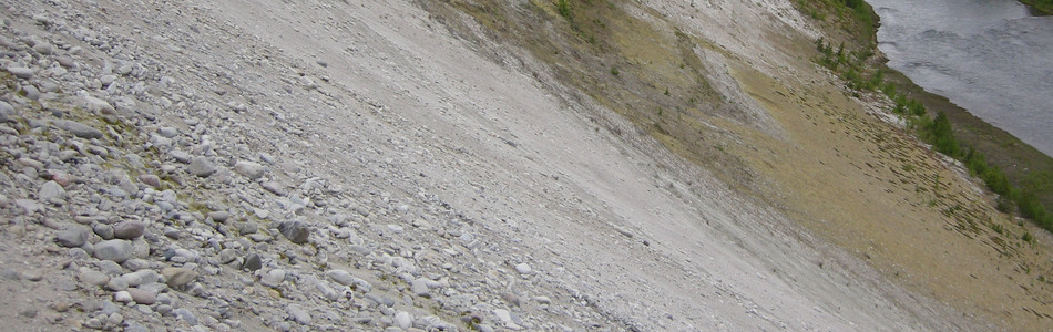Foto av grus- og sandskred
